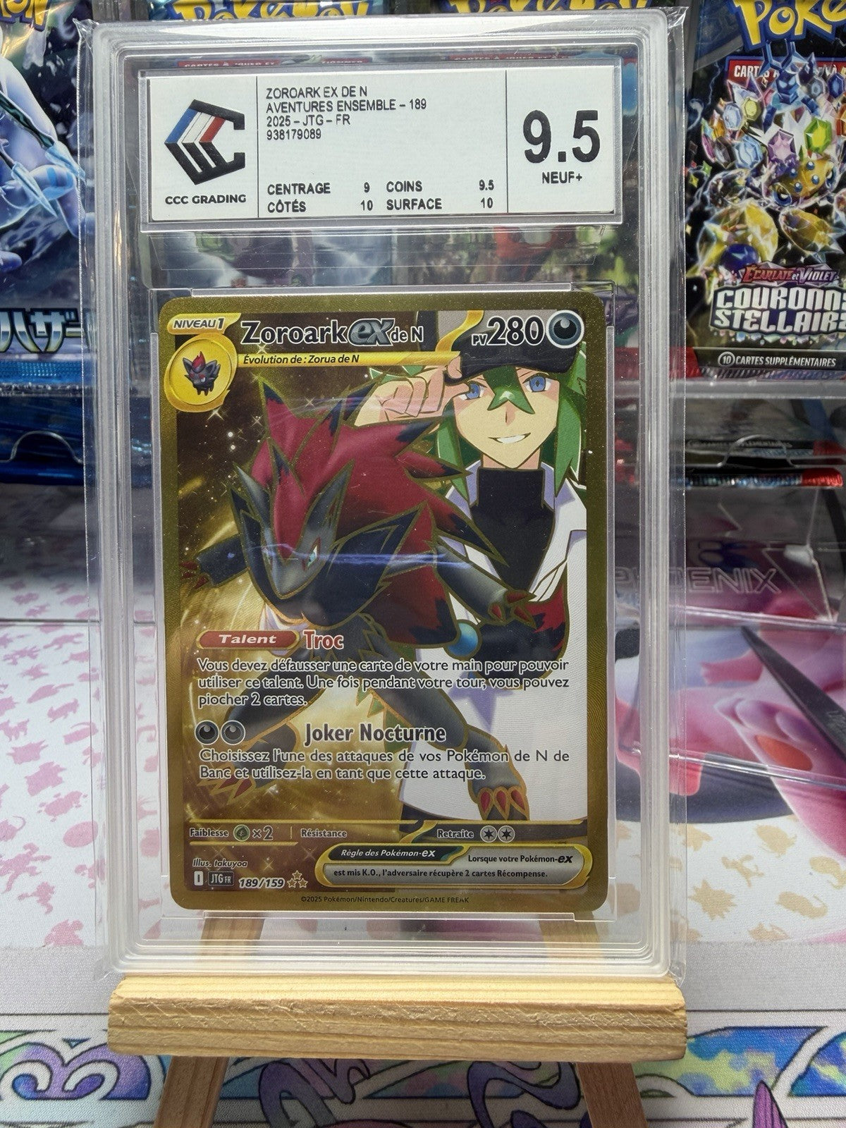 Carte Pokemon Zoroark ex de N 189/159 GOLD - EV09 FR - CCC 9,5